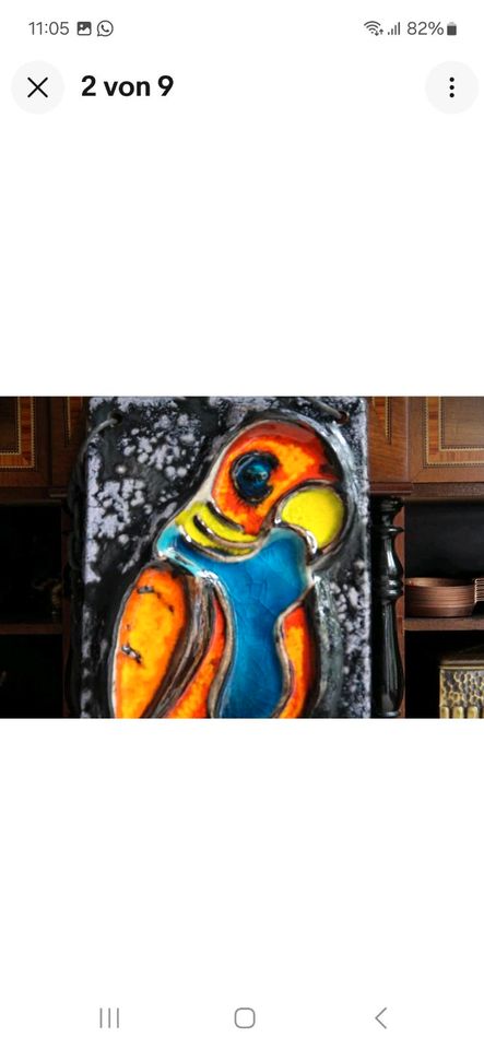 Wandbild Papagei  Keramik in Liebenau