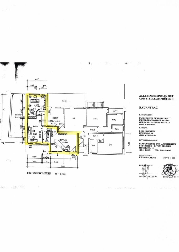 Büroräume EG mit 3 Parkplätze Ratingen provisionsfrei zu vermiete in Ratingen