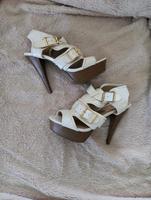 schöne High Heels Schuhe JustFab Gr. 37 - weiss Bayern - Bad Staffelstein Vorschau