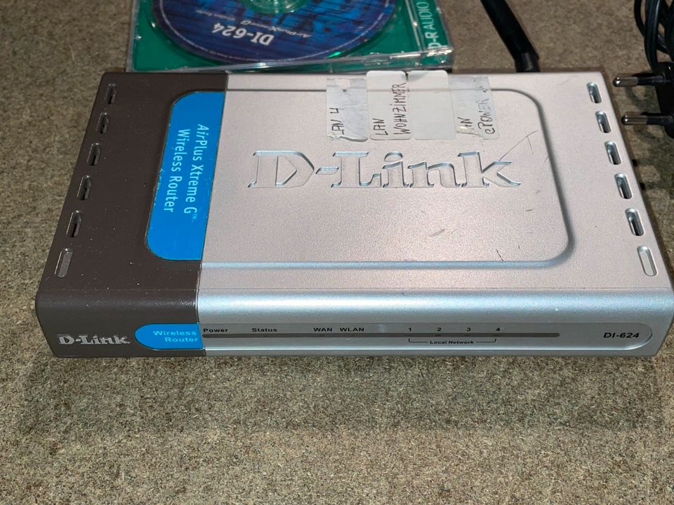 Router D-LINK DI-624 inkl. original Netzteil + CD + WLAN Karte G+ in Ehlscheid