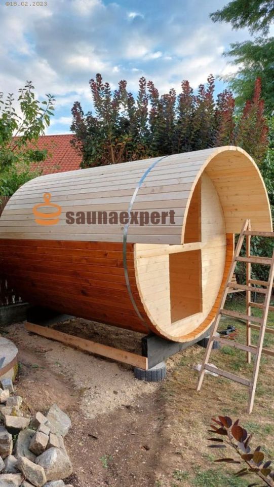 Sauna aus Sibirischer Fichte ✅ 3m x 2,15m - Premium Fasssauna in Ergoldsbach