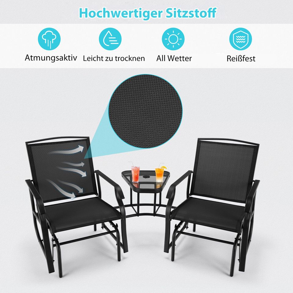 Gartenbank Schaukelstuhl Gartenstuhl 2-Sitzer Tisch & Schirmloch in Weilburg