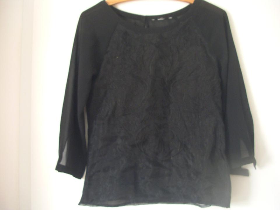 Langarm Bluse schwarz transparent Spitze H & M Gr S - M 36 - 38 in Bad Münstereifel