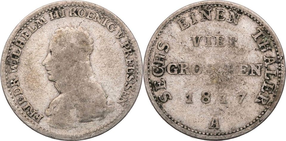 4 GROSCHEN PREUSSEN  1817  FRIEDRICH WILHELM III   SILBER in Ostercappeln