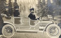 PK "Nach der Heimat" Fotomontage, 2 Offiziere im Auto um 1911 Oschersleben (Bode) - Oschersleben Vorschau
