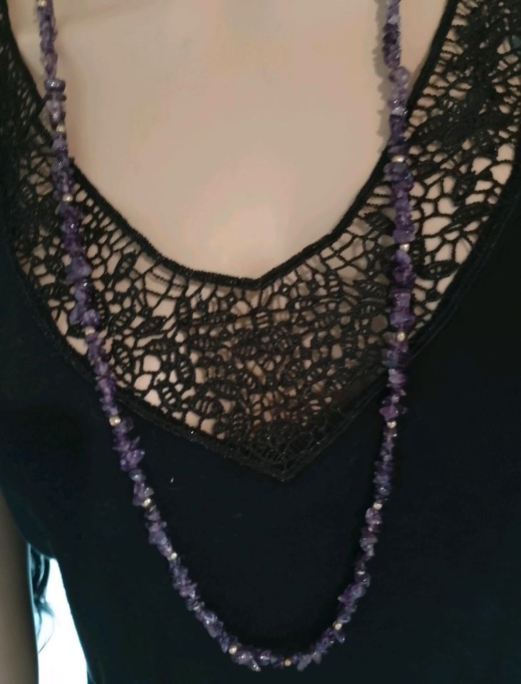 Kette Amethyst echte Steine Länge Vintage  Edelsteine 92cm in Bayreuth