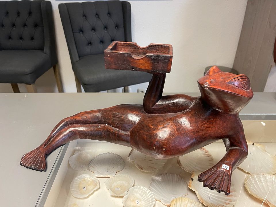 Frosch Dekoration Visitenhalter Holz in Mönchengladbach