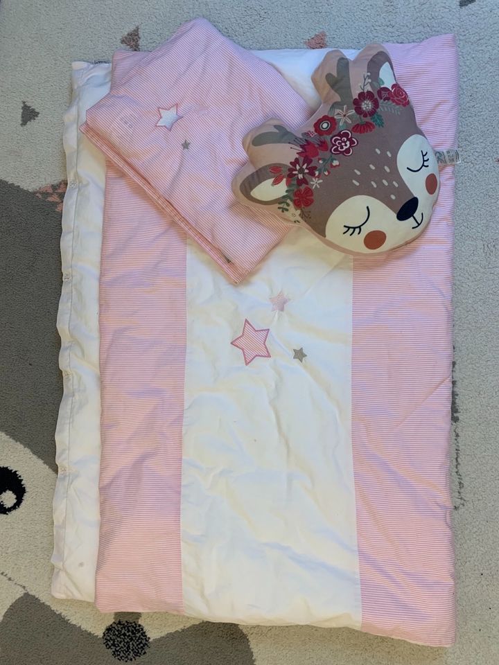 Sterntaler Baby-Bettwäsche rose 100 cm x 135 cm mit Decke+Kissen in Drei Gleichen