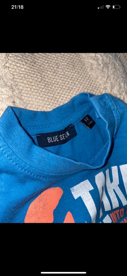 Blue Seven T-Shirt Set Gr. 62 blau weiß mit Print Top Zustand! in Overath