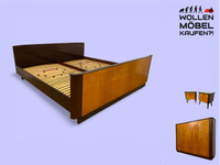 WMK # Formschönes und gut erhaltenes großes Mid-Century Doppelbett mit hochwertigen Lattenrosten für zwei Matratzen 100x200 # Bett Schlafzimmerbett Bed Schlafzimmer Vintage 50er 60er DDR Rockabilly Friedrichshain-Kreuzberg - Friedrichshain Vorschau