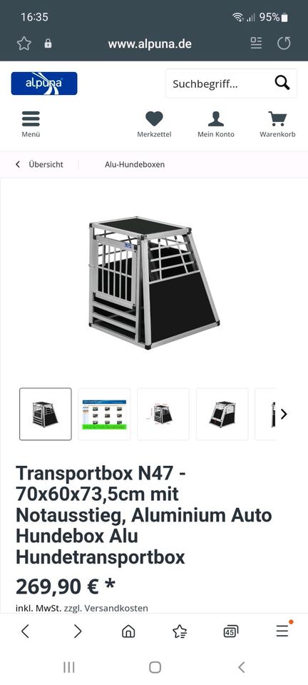Hundebox Alpuna N47 für Skoda Roomster Transportbox für Hunde in Wohltorf