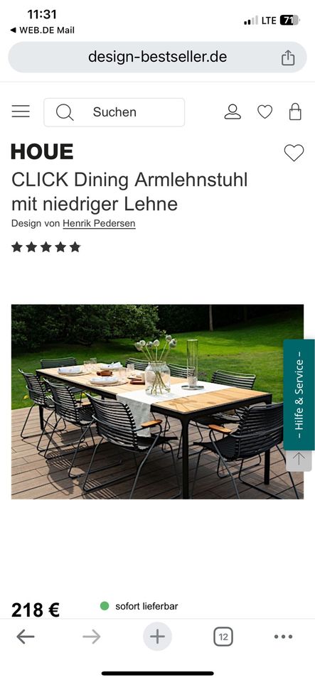 6x HOUE CLICK Dining Armlehnstuhl mit niedriger Lehne in Duderstadt