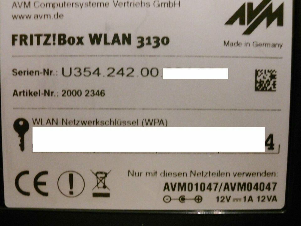 Fritz Box 1&1 WLan 3130 Version 2 mit Betriebsanleitung in Halle