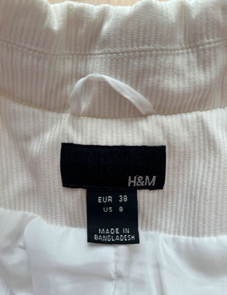 Damen Blazer Feinkord weiß H&M 38 S/M in Hamburg