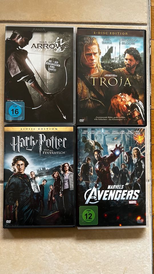 DVDs Harry Potter, Avengers, Troja, Arrows in Westerheim