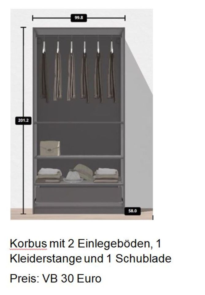 Kleiderschrank PAX System braun mit Schublade 1m breit in Ettenheim