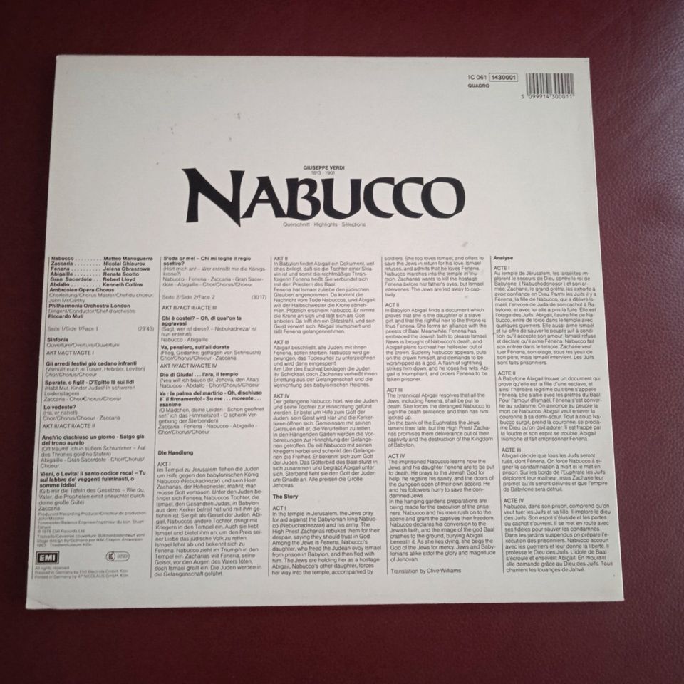 Vinyl / Schallplatte  GIUSEPPE VERDI "Nabucco - italienisch" in Leipzig