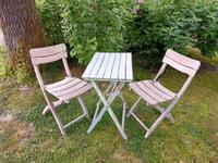 DDR Vintage Gartentisch mit 2 Stühlen, 60er Jahre, Hartholz Sachsen-Anhalt - Thale-Friedrichsbrunn Vorschau