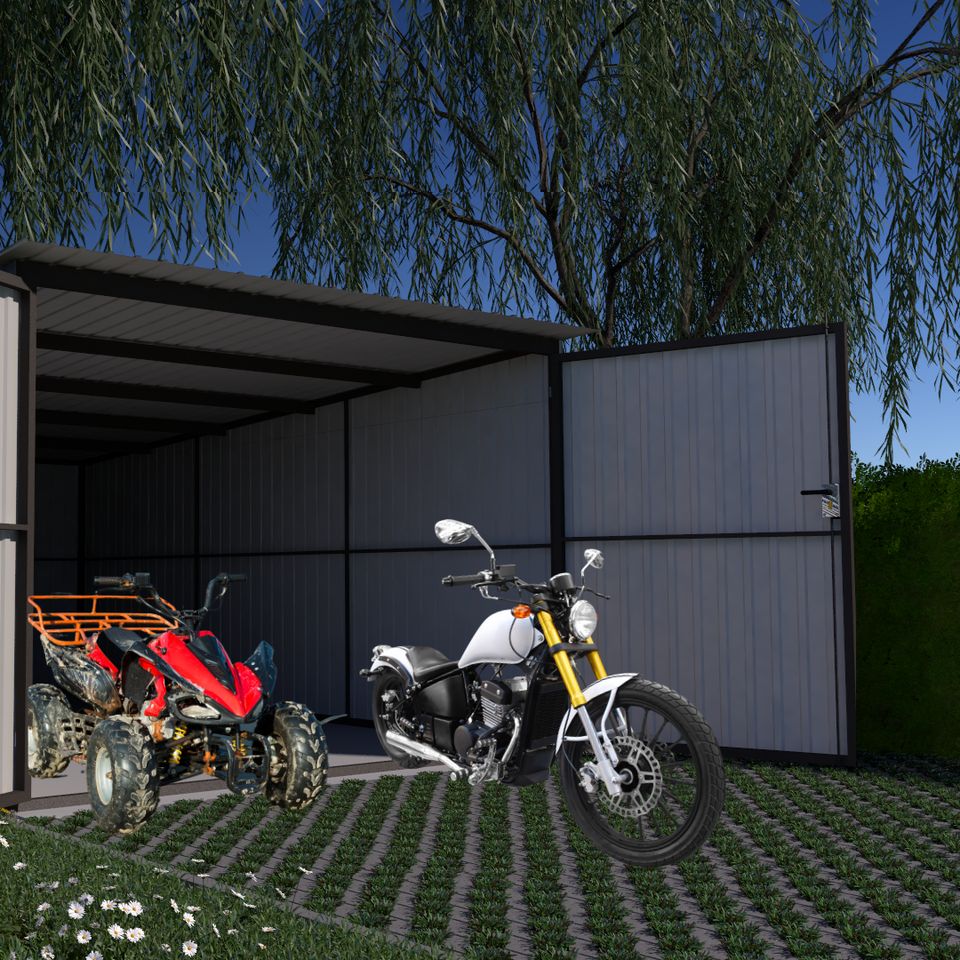 Motorradgarage aus Metall Motorrad Garage Quadgarage Metallgarage