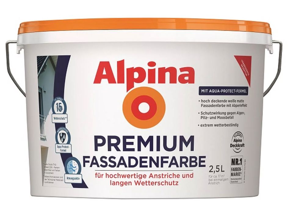 Alpina Premium Fassadenfarbe Weiß matt 2,5l in Reutlingen