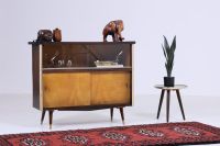 Vintage Glas Kommode 60er Jahre | Mid Century Vitrine Schrank Schiebetüren Holz Retro Design Berlin - Tempelhof Vorschau