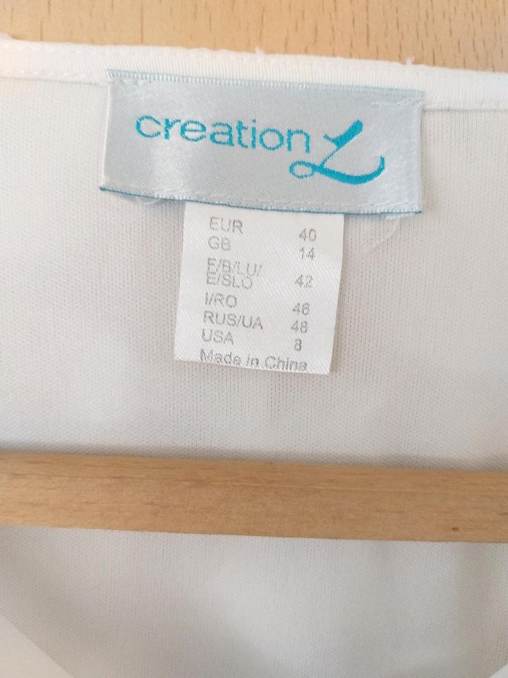 Shirt, Bluse, weiß, festlich, Creation L, Gr. 40/42 (s. Maße) in Engen