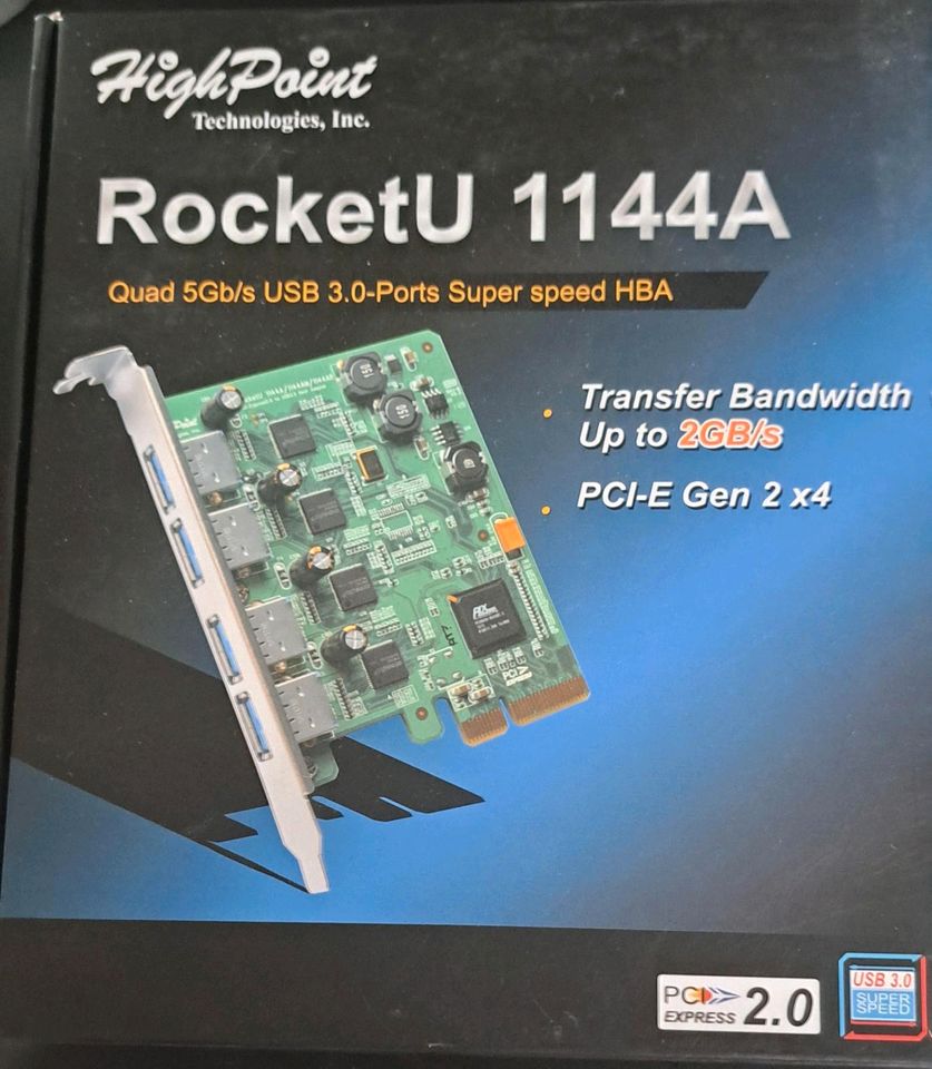 Highpoint 4 Port RocketU 1344A USB 3.1 Gen2 10GB/s PCIe 3.0 x4 HB in Übersee
