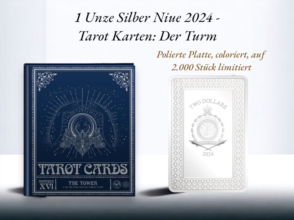 1 Unze Silber Niue 2024 Tarot Karte Der Turm / Tarot Card Tower in Wittingen