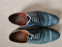 Jeansblaue italienische Leder-Halbschuhe Gr. 49 Niedersachsen - Bremervörde Vorschau