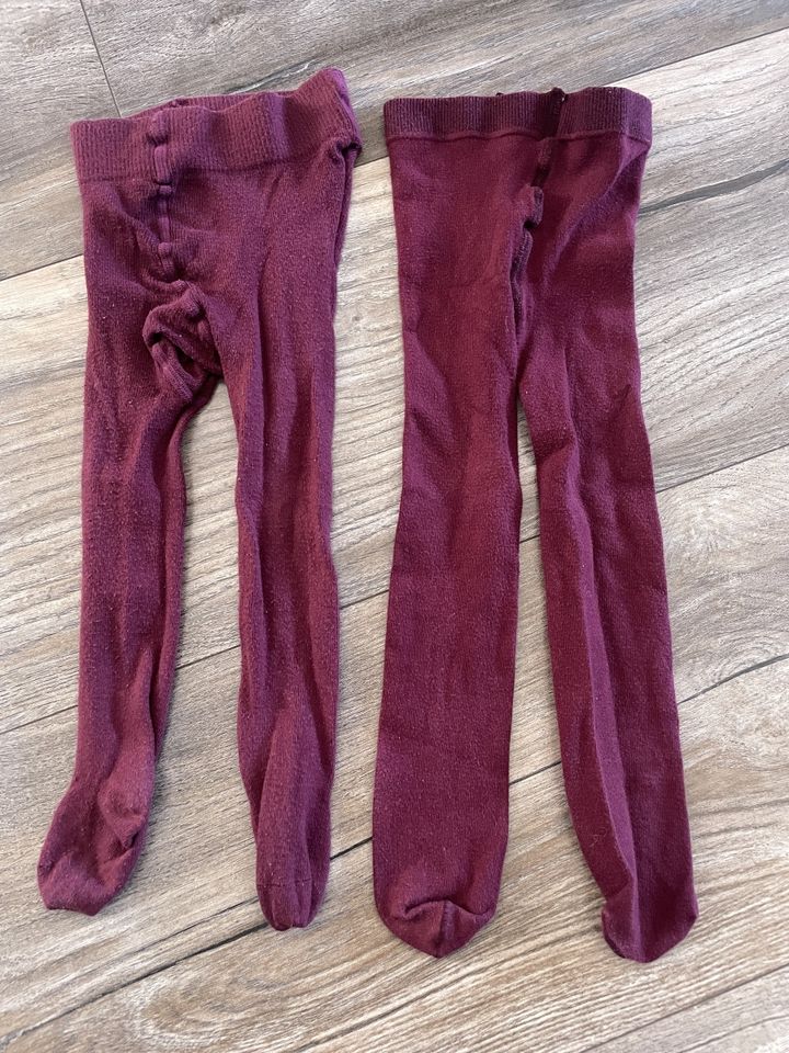 2x Strumpfhosen Strumpfhose weinrot lila ? H&M Gr 92 in Hadamar