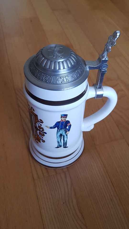 Bierkrug mit Zinndeckel "Preußen" in Nürnberg (Mittelfr)