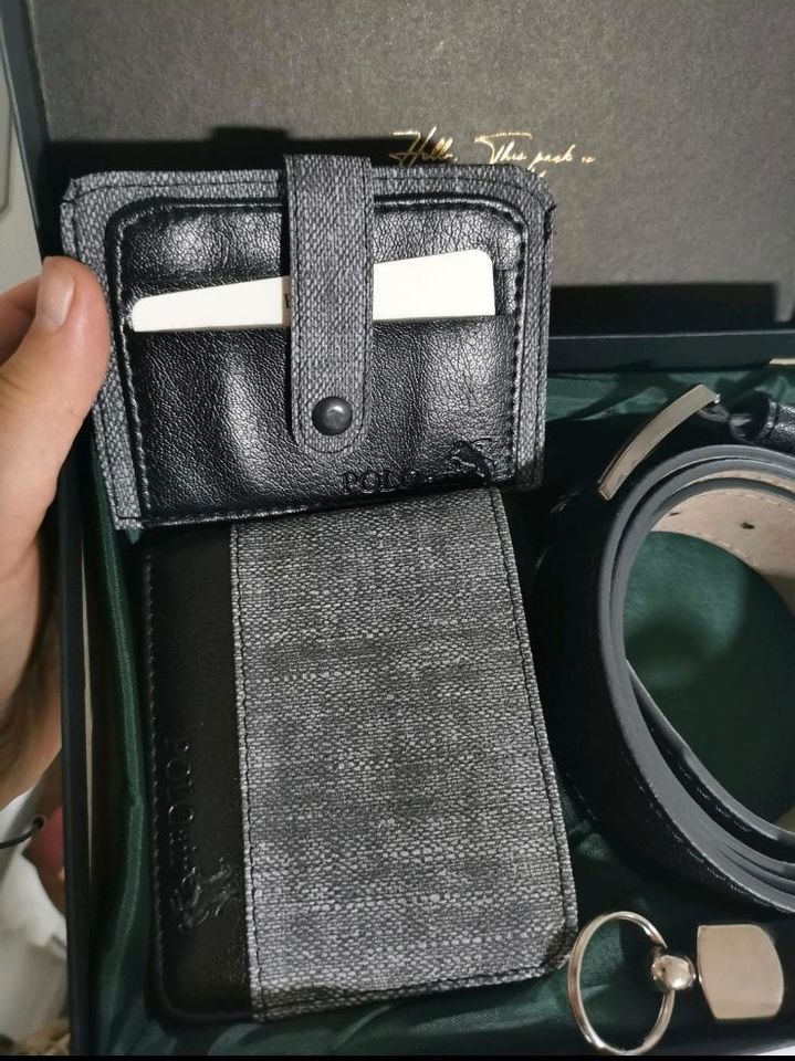 Herren Geschenk Set - Vatertag - grau schwarz Portemonnaie gürtel in Essen