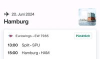 3 Flugtickets Kroatien / Split - Hamburg 20.6. / 2 Erw. + Kind Schleswig-Holstein - Nützen Vorschau