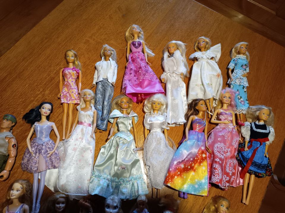 16 Barbies, 2 Kinder, Zubehör in Geisenhausen