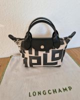 Longchamp Le Pliage LGP Cuir Handtasche XS Leder schwarz beige Dresden - Johannstadt Vorschau