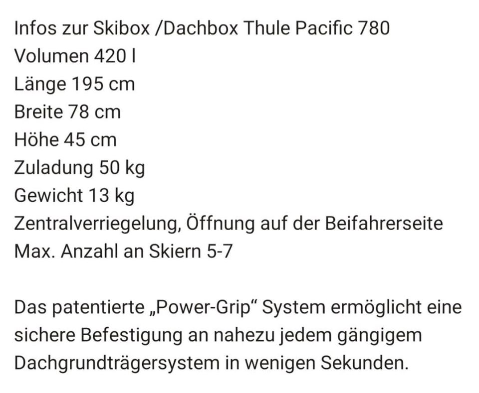 Thule Pacific 780 Dachbox mieten/leihen in Ellerau 
