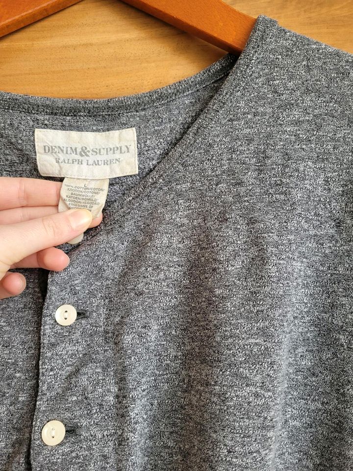 Polo Ralph Lauren Denim Shirt Half Zip Top M grau meliert in München