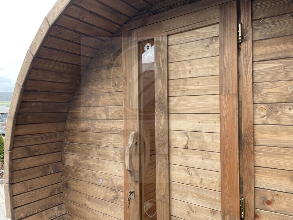 Fasssauna | Garten-Sauna | 3m | 50% Panoramafenster hinten in Eichenzell