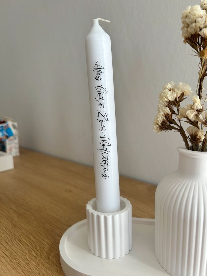 Muttertag Handmade Vase Tablett und Kerzenhalter mit Kerze in Niederndodeleben