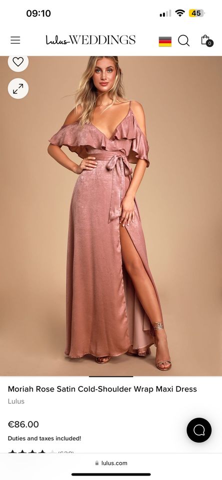 Satin Cold-Shoulder Wrap Maxi Dress S Große in Hagen