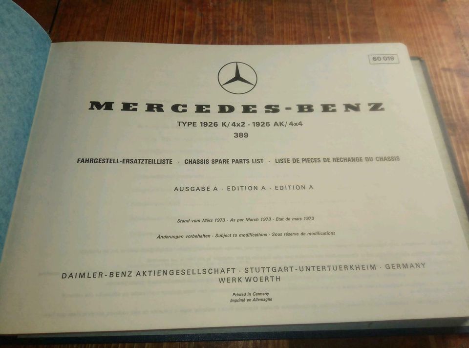 Mercedes-Benz Fahrgestell-Ersatzteilliste 1926 K/4x2-1926 AK/4x4 in Erwitte