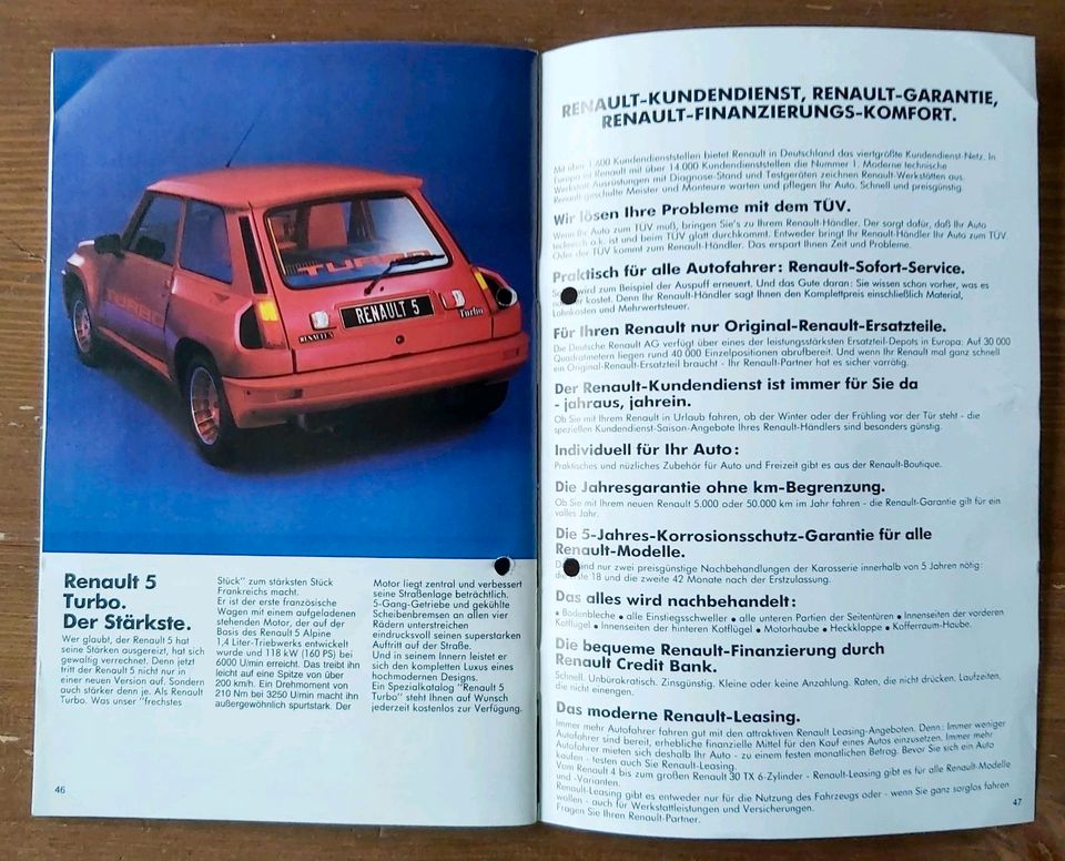 Prospekt Renault 5 ( R5 ) R 5 mit Alpine + Turbo 1980 in Hildesheim