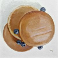 Pfannkuchen mit Blaubeeren kleines Bild Gemälde Ölbild Ölgemälde Baden-Württemberg - Leonberg Vorschau