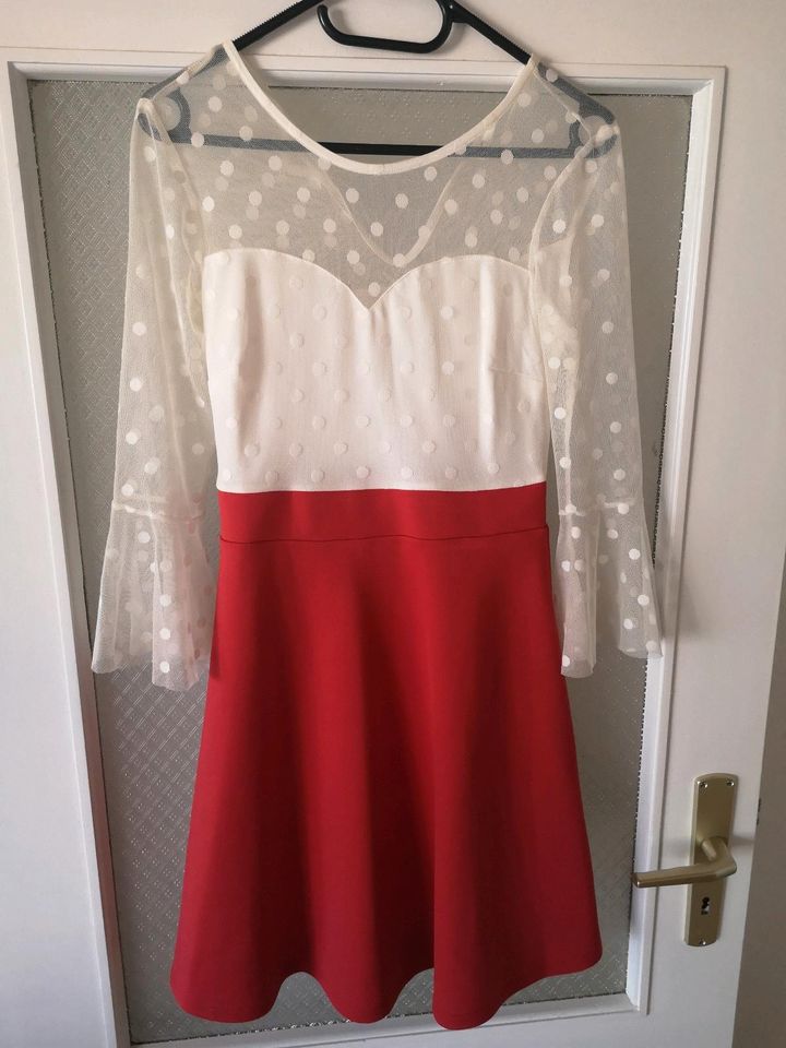 Kleid Bodyflirt rot weiß Punkte Gr. XS vintage, neuwertig in Schleiz