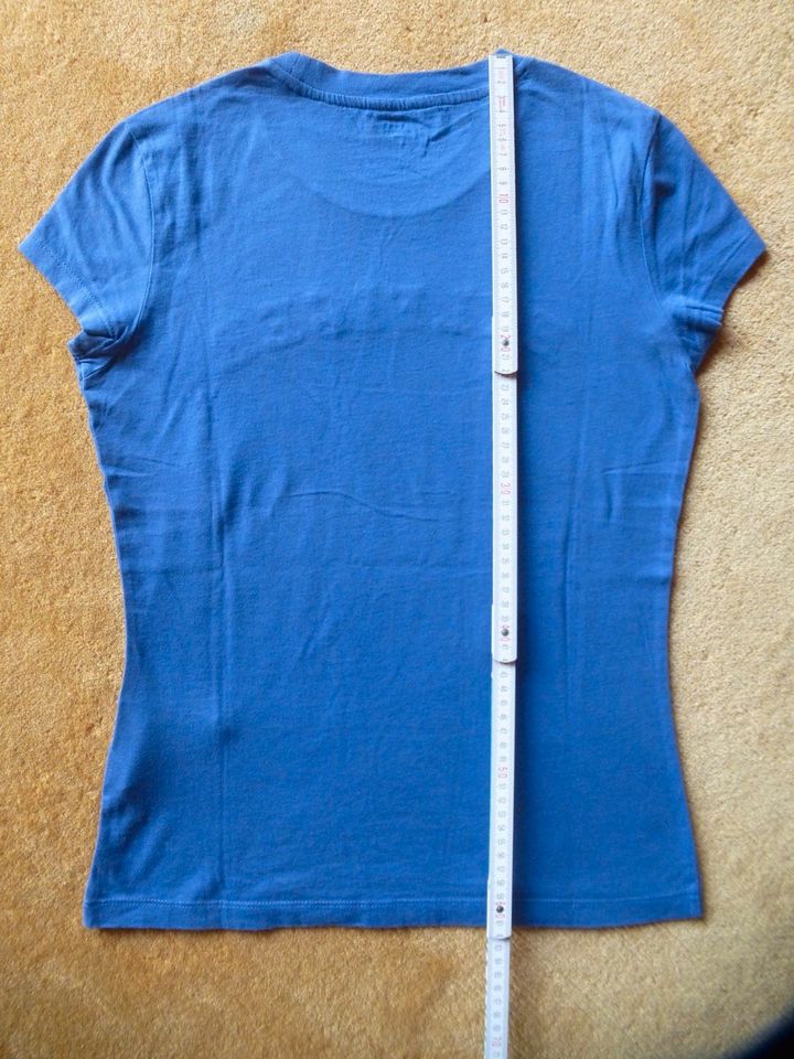 Tommy Hilfiger T-shirt blau mit Pailletten gelb gold S 36 only TH in Guldental