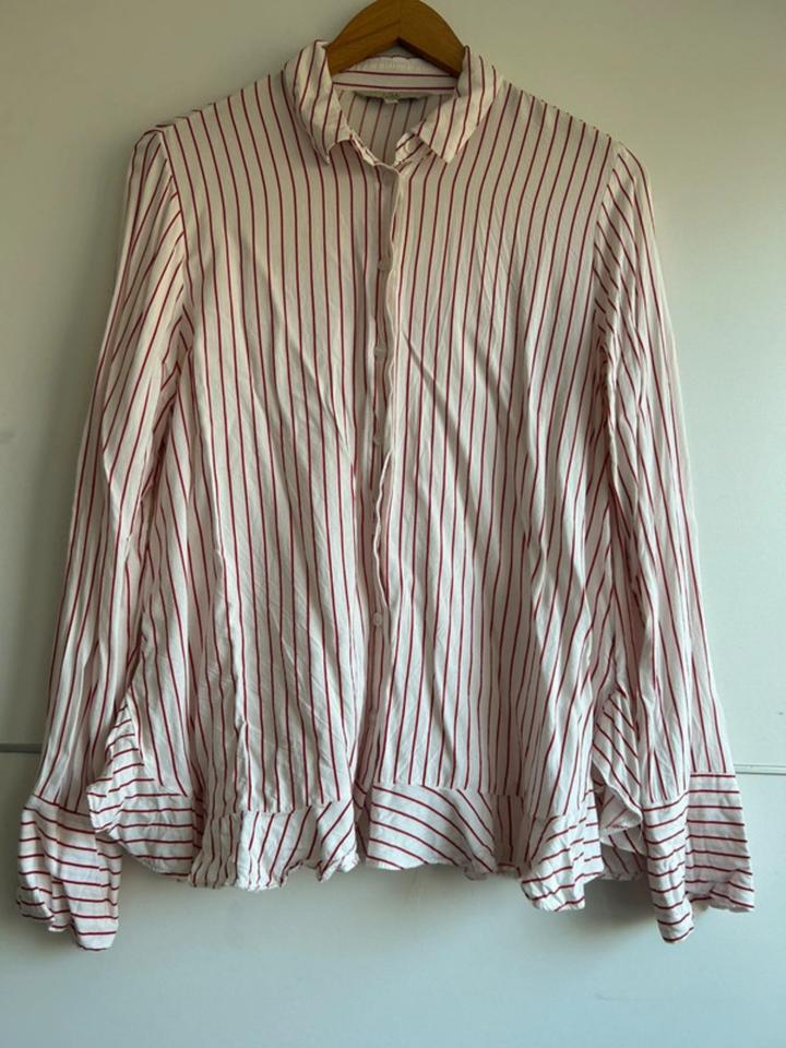 C&A clockhouse Bluse Rüschen Volant Gestreift weiß rot 38 in Herne