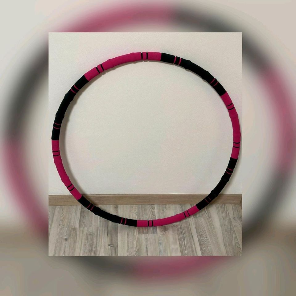 Hula Hoop Reifen 1,2 kg Fitness mit Edelstahlkern pink schwarz in Meerane