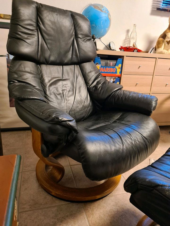 Stressless Sessel mit Hocker Reno Classic Größe M, Leder schwarz in Lohfelden