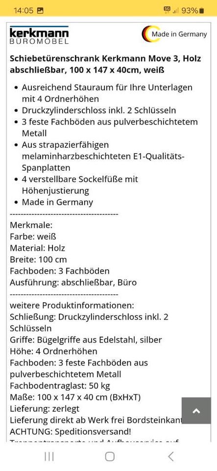Aktenschrank  Schrank Büro Schiebetüren nur noch bis 15.04 in Kördorf
