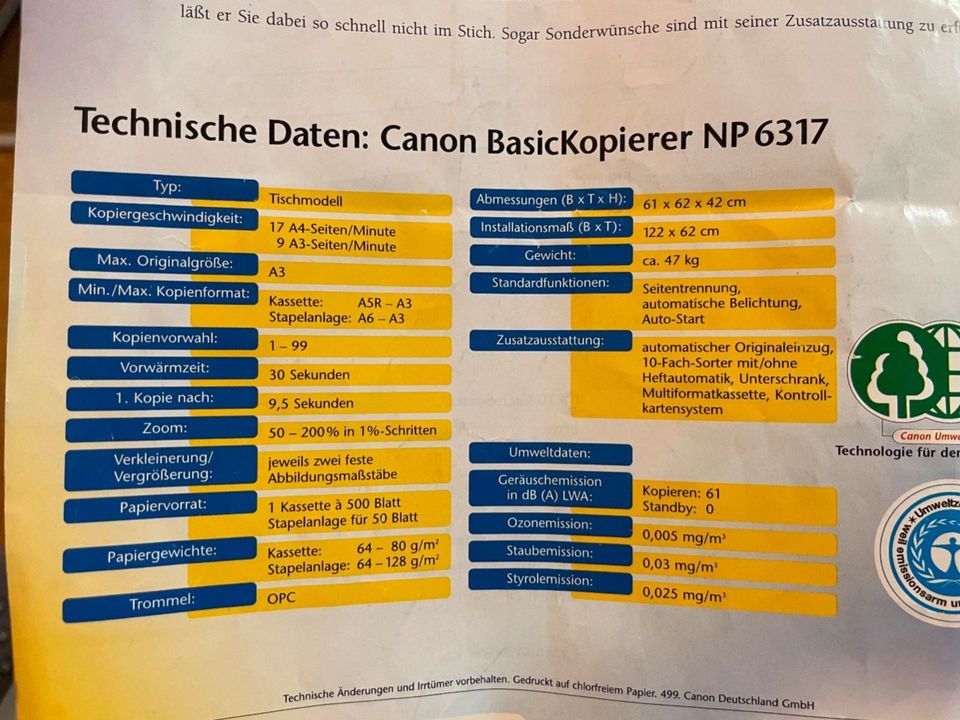 Kopierer Canon Basic NP 6317 in Langenbrettach